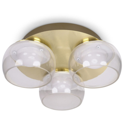 ValueLights Alissa Brushed Gold LED 3 Way Ceiling Light with Smoked Glass