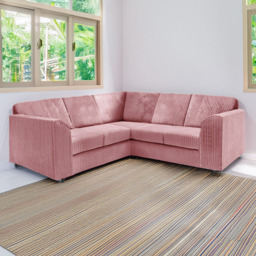 Luxor 5 Seater Pink Jumbo Cord L Shaped Corner Sofa with Full Back