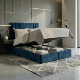 DS Living Orion Blue Double Plush Ottoman Bed - thumbnail 2