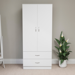 VIDA DESIGNS Riano 2 Door 2 Drawer White Wardrobe - thumbnail 3