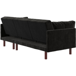 Dorel Clair 3 Seater Black Velvet Sprung Seat Sectional Sofa Bed - thumbnail 4