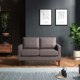 Regan Faux Leather Grey 2 Seater Sofa - thumbnail 4