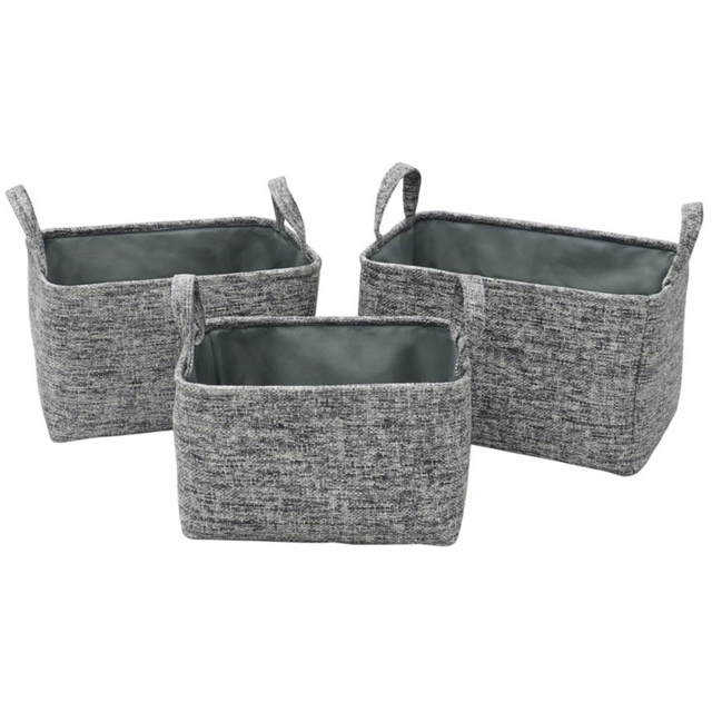 JVL Urban Set of 3 Rectangular Paper Storage Basket with Handles 3 Pack - image 1