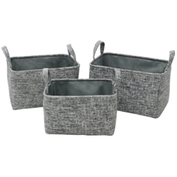 JVL Urban Set of 3 Rectangular Paper Storage Basket with Handles 3 Pack