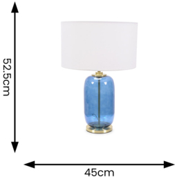 ValueLights Leigh Reni White Shade Navy Blue Glass LED Table Lamp - thumbnail 4