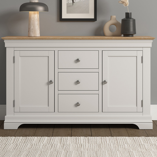 Seconique Bordeaux 2 Door 3 Drawer Ivory and Oak Sideboard - image 1