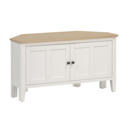 Pembrooke Corner TV Stand - White - thumbnail 1
