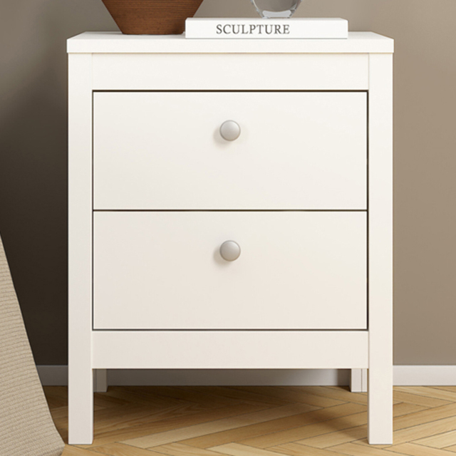 Florence Madrid 2 Drawer White Bedside Table - image 1
