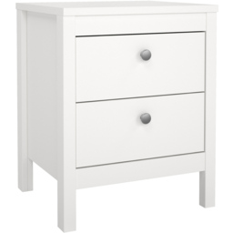 Florence Madrid 2 Drawer White Bedside Table - thumbnail 2