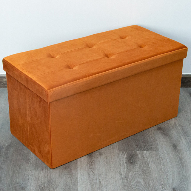 Seville Orange Brushed Velvet Padded Storage Trunk - image 1