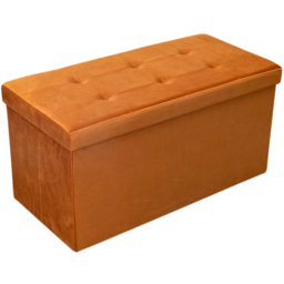Seville Orange Brushed Velvet Padded Storage Trunk - thumbnail 2