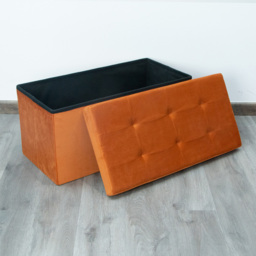 Seville Orange Brushed Velvet Padded Storage Trunk - thumbnail 3