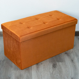 Seville Orange Brushed Velvet Padded Storage Trunk - thumbnail 1