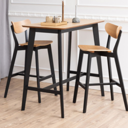 Florence Roxby Black and Oak 2 Seater Bar Table Set
