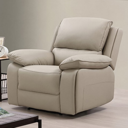 Salerno Light Grey Leather Manual Recliner Armchair - thumbnail 1