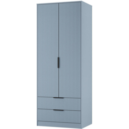 Crowndale Fluted 2 Door 2 Drawer Denim Blue Tall Wardrobe Ready Assembled - thumbnail 4