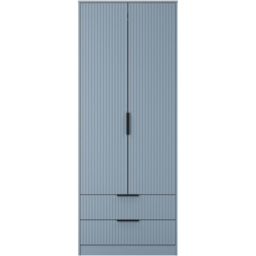 Crowndale Fluted 2 Door 2 Drawer Denim Blue Tall Wardrobe Ready Assembled - thumbnail 2