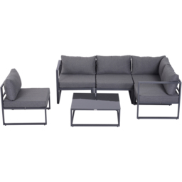 Outsunny 5 Seater Grey Garden Corner Lounge Set - thumbnail 3