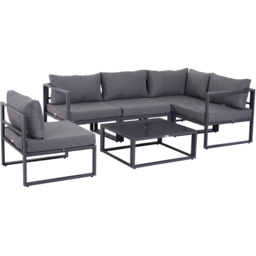 Outsunny 5 Seater Grey Garden Corner Lounge Set - thumbnail 2