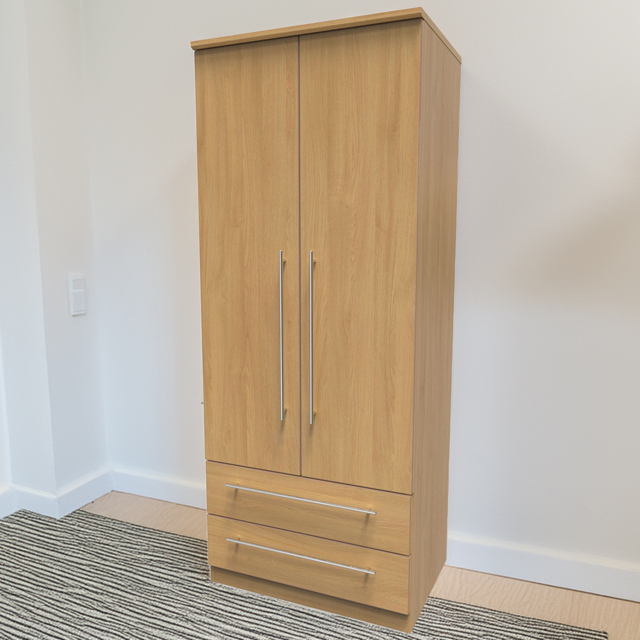 Crowndale Sherwood Modern Oak 2 Door 2 Drawer Wardrobe - image 1