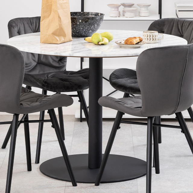 Florence Corby Marble Round 4 Seater Dining Table White and Black - image 1