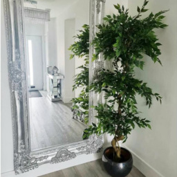 Leaf Ficus Triple Ball Artificial Tree with Silver Metal Planter 182cm - thumbnail 2