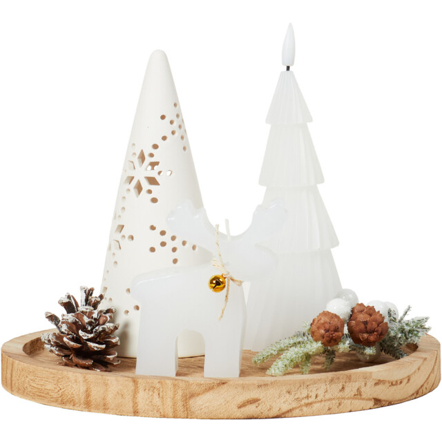 Alpine Forest White Candle Tray Christmas Decoration 25cm - image 1