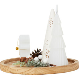 Alpine Forest White Candle Tray Christmas Decoration 25cm - thumbnail 4