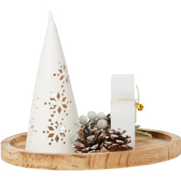 Alpine Forest White Candle Tray Christmas Decoration 25cm - thumbnail 2
