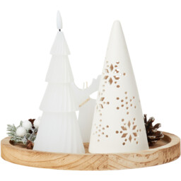 Alpine Forest White Candle Tray Christmas Decoration 25cm - thumbnail 3