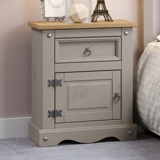 Core Products Corona Single Door Single Drawer Grey Bedside Table - image 1