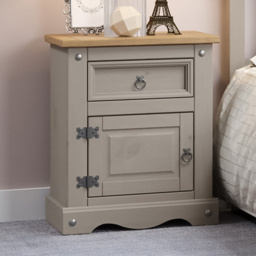 Core Products Corona Single Door Single Drawer Grey Bedside Table - thumbnail 1