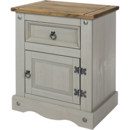 Core Products Corona Single Door Single Drawer Grey Bedside Table - thumbnail 3
