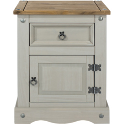 Core Products Corona Single Door Single Drawer Grey Bedside Table - thumbnail 2