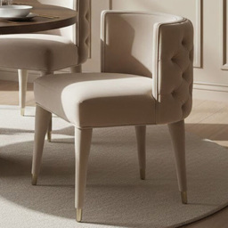 Premier Housewares Villi Beige Velvet Tufted Curved Dining Chair - thumbnail 1