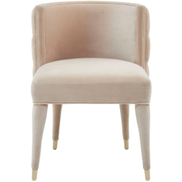 Premier Housewares Villi Beige Velvet Tufted Curved Dining Chair - thumbnail 3