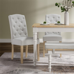Pair of Avesbury Buttoned Dining Chairs Cream