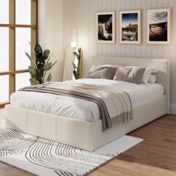 GFW Natural Double Hopsack Fabric End Lift Ottoman Bed with Memory Pocket Spring Mattress