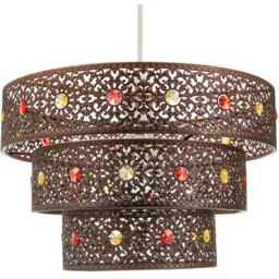 Happy Homewares Bronze Acrylic Gem Triple Tier Ceiling Pendant Shade
