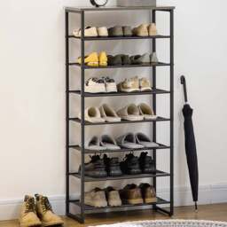 Portland 8 Tier Black and Grey Shoe Rack - thumbnail 2