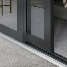 Spacepro Shaker 3 Panel Graphite Frame Mirror Sliding Door 2220 x 610mm - thumbnail 3