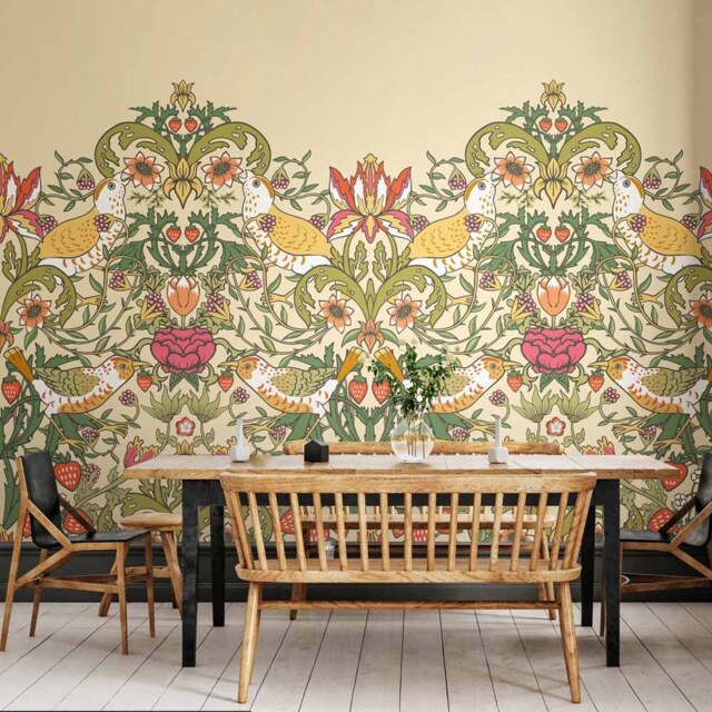 Origin Murals Birds Fruit and Foliage Gold Wall Mural - image 1