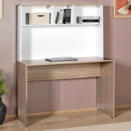 FWStyle Oak and White 2 Shelf Home Study Desk