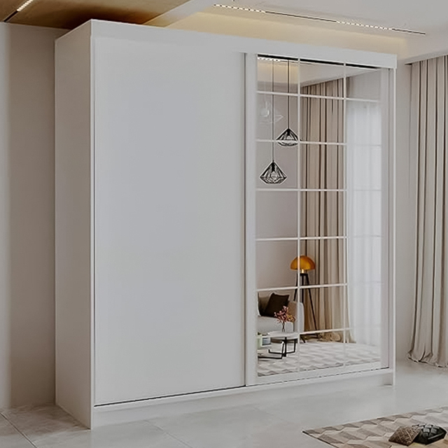 Sliding Wardrobes 4U Collin White 2 Door Mirror Wardrobe - image 1