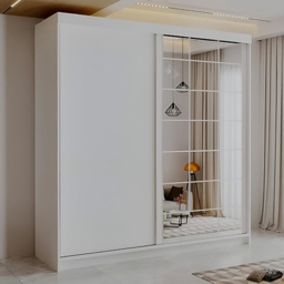 Sliding Wardrobes 4U Collin White 2 Door Mirror Wardrobe - thumbnail 1