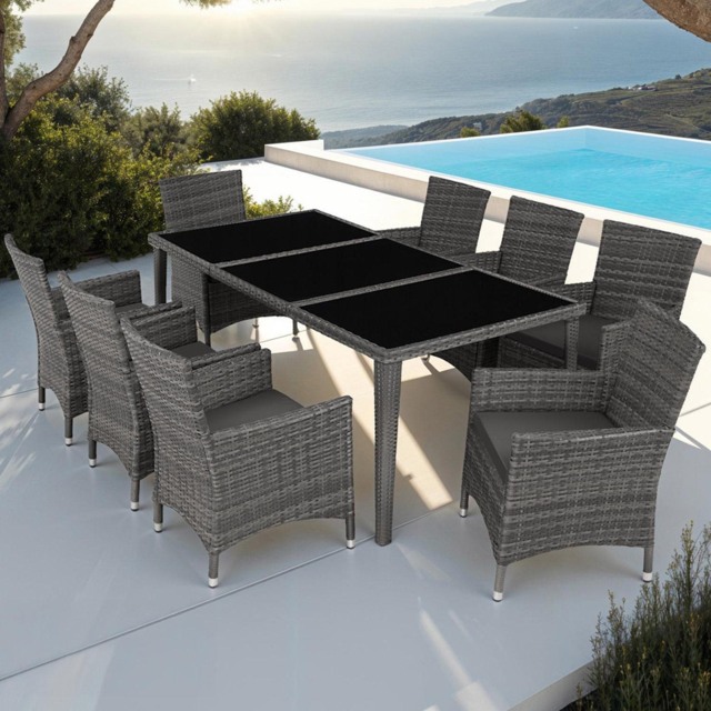 tectake Menorca 8 Seater Grey Garden Dining Table - image 1