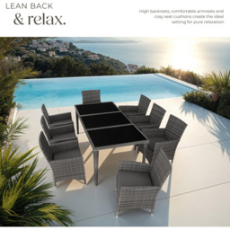 tectake Menorca 8 Seater Grey Garden Dining Table - thumbnail 4
