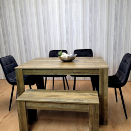 Kosy Koala 6 Seater MDF and Velvet Rectangle Dining Table Set with Bench Black - thumbnail 3