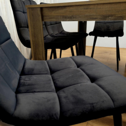 Kosy Koala 6 Seater MDF and Velvet Rectangle Dining Table Set with Bench Black - thumbnail 4