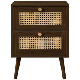 Croxley 2 Drawer Brown Rattan Bedside Table - thumbnail 3